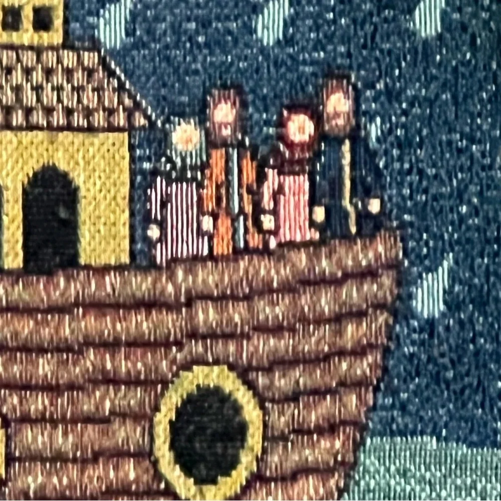 Noah’s Ark Woven Tapestry Blanket Throw by American Weavers Vintage 1990’s